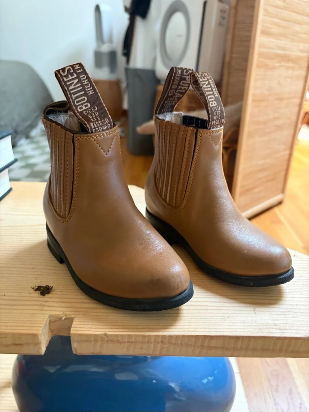 Kids Botines Leather Brown Chelsea Ankle Cowboy Boots